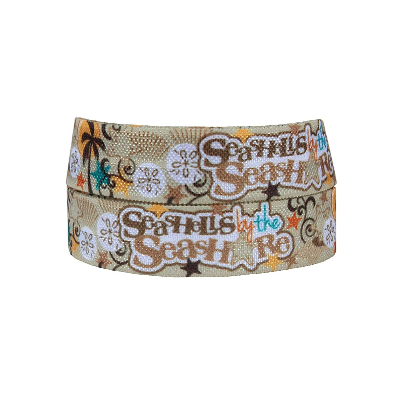 

Flora Ribbons summer holiday foe, beautiful beach printed heat transfer elastic ribbon