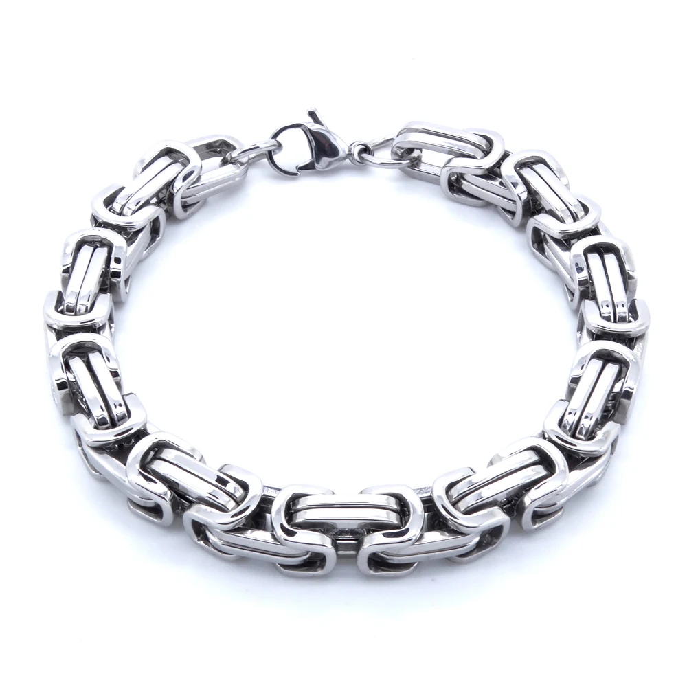 Византийский браслет цепочка для мужчин и женщин серебристый Байкерский из