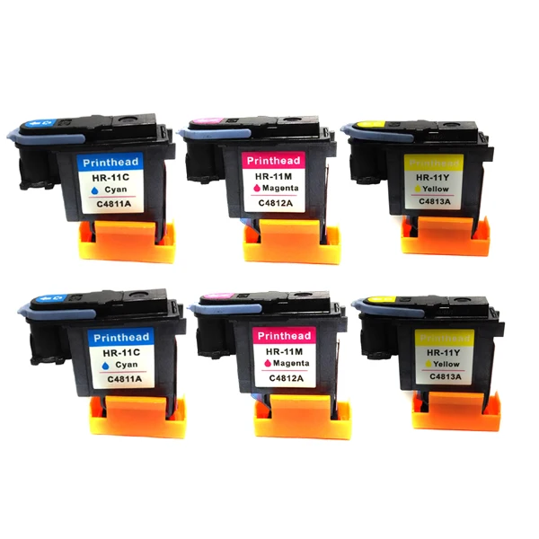 6 шт. цветная печатающая головка совместимая с hp11 C4811A C4812A C4813A cyan magenta желтый |