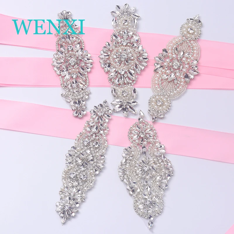 WENXI Craft (5 шт.) оптовая продажа серебряных жемчужин Стразы Аппликации шитье на