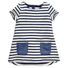 Платье для девочек, летнее платье принцессы в полоску с карманами, детские платья, детское платье