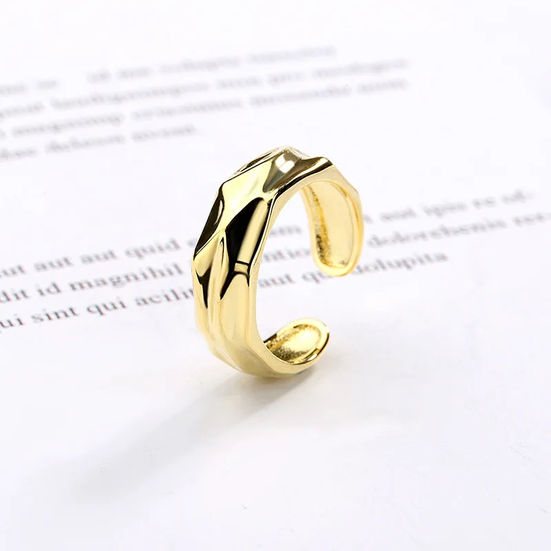 

Silvology 925 Sterling Silver Irregular Rings Gold Concave Convex Foil Paper Elegant Minimalist Rings for Women Glossy Jewelry