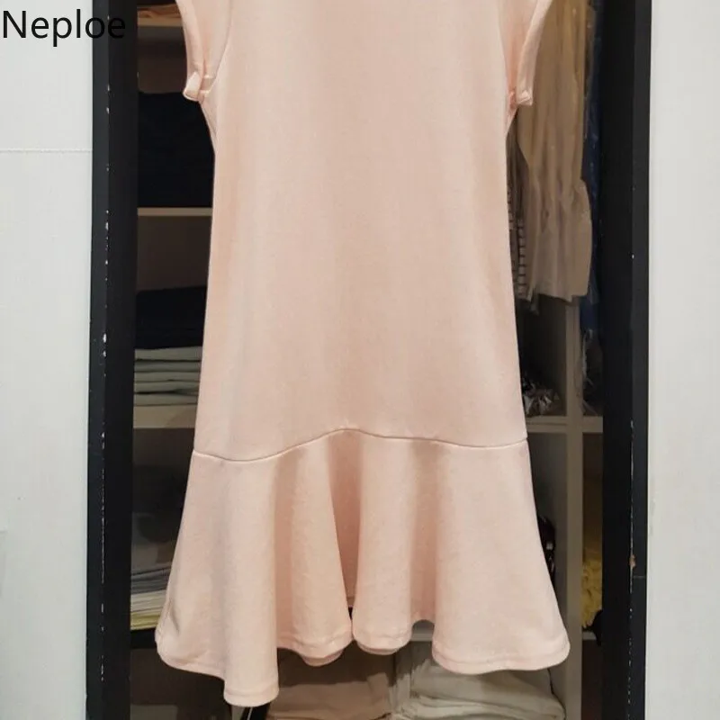 Nepole Лето Новое поступление женское платье 2019 мода O-Neck пуловер с короткими