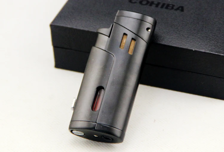 COHIBA зажигалка для сигарет Сигар Зажигалка 3 струйная металлическая Бутановая