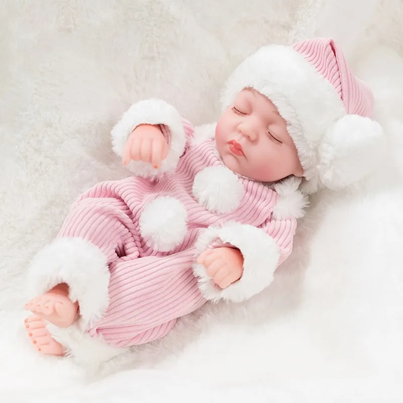 girl Reborn Baby Doll 10 дюймов полный винил реалистичные детские развивающие красивые игрушки для ванной дети Playmate милый Bebe Reborn - Цвет: girl