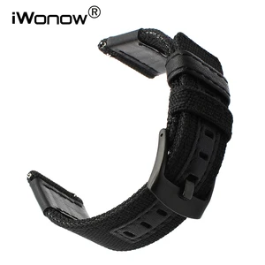 Ремешок для часов, из нейлона и натуральной кожи, 20 мм, 22 мм, 24 мм