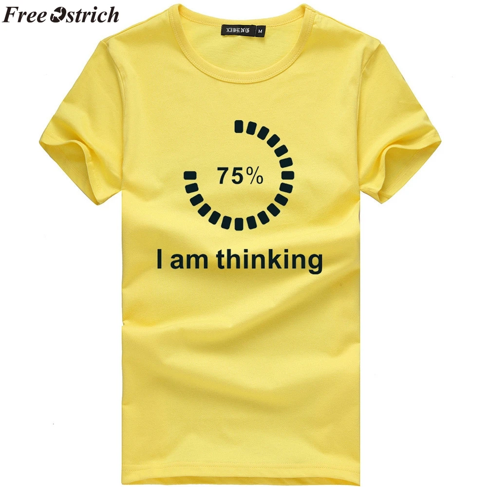 FREE OSTRICH I am Thinking Loading T-shirts Creative 2019 Short Sleeve Tops Tees Streetwear Geek Shirts Teens Boy Casual Clothes | Мужская