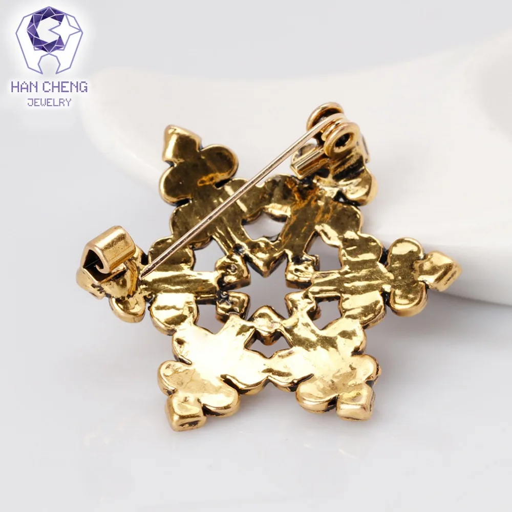 Han Cheng милые модные золотые стразы хрустальные рождественские броши Снежинка