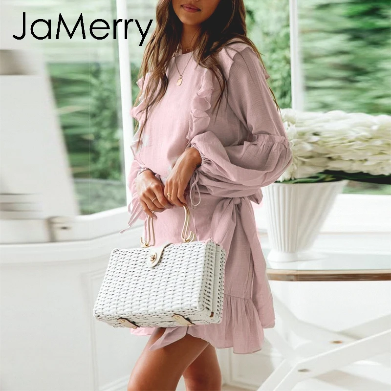 JaMerry винтажное летнее платье со складками женское с длинными расклешенными