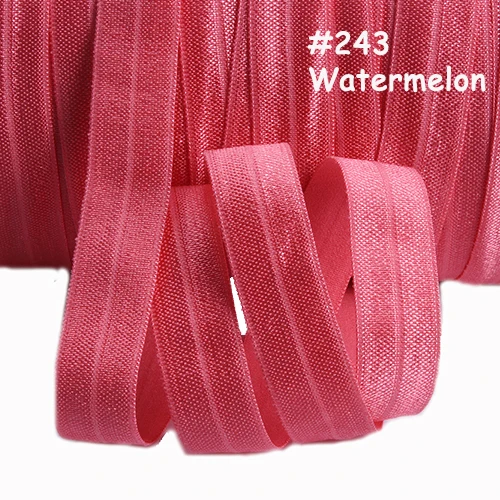 

Factory direct selling 5/8 inch solid color elastic ribbon roll in watermelon color, more than 100 color in stock