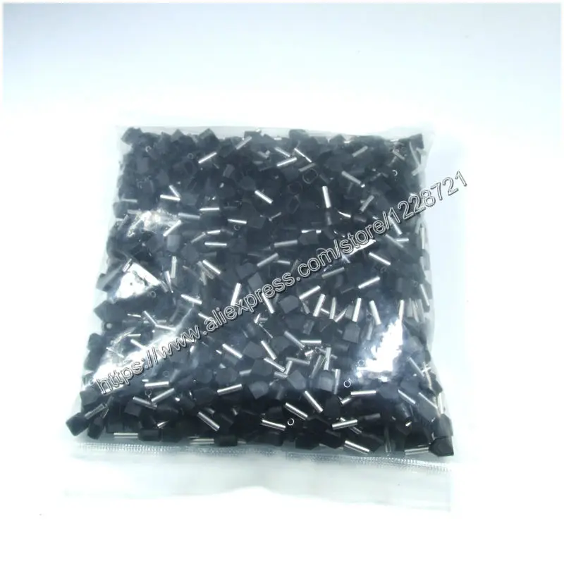 1000 штук упак. TE4012 2X12 AWG двойной и вход провода Bootlace наконечники для 2X4.0mm2 12 0 мм