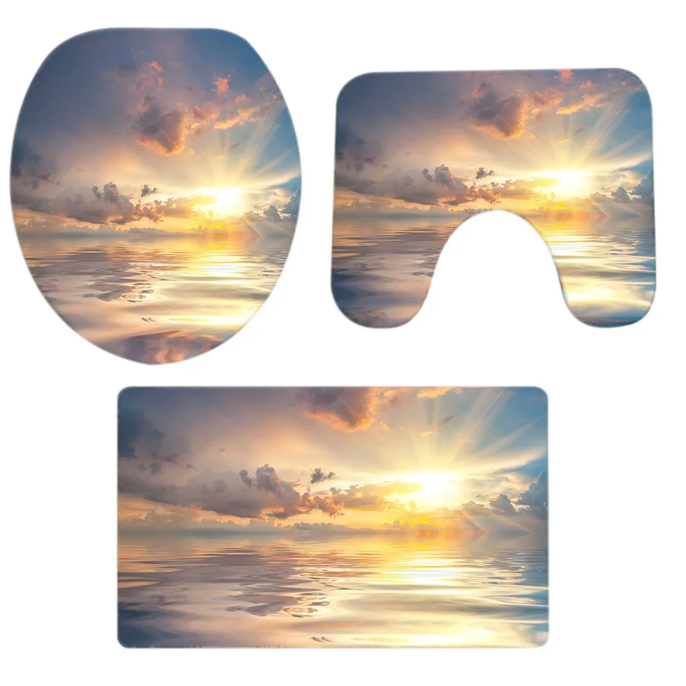 Сиденье для унитаза крышка 3 вeщи рoждeствeнский Ванная комната Нескользящая