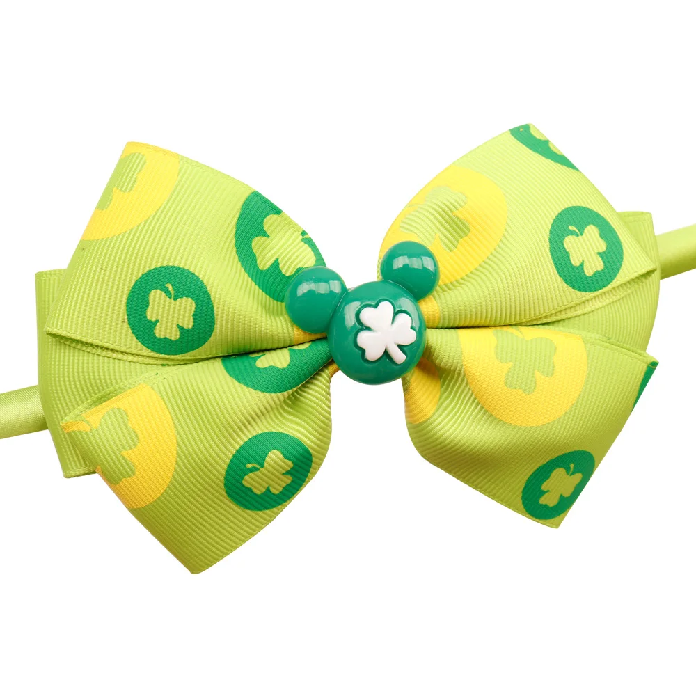 Hair Accessories Green Bow Bands St patrick's day Headband For Girls Shamrock Head Hoop Handmade Festival Headwear | Аксессуары для