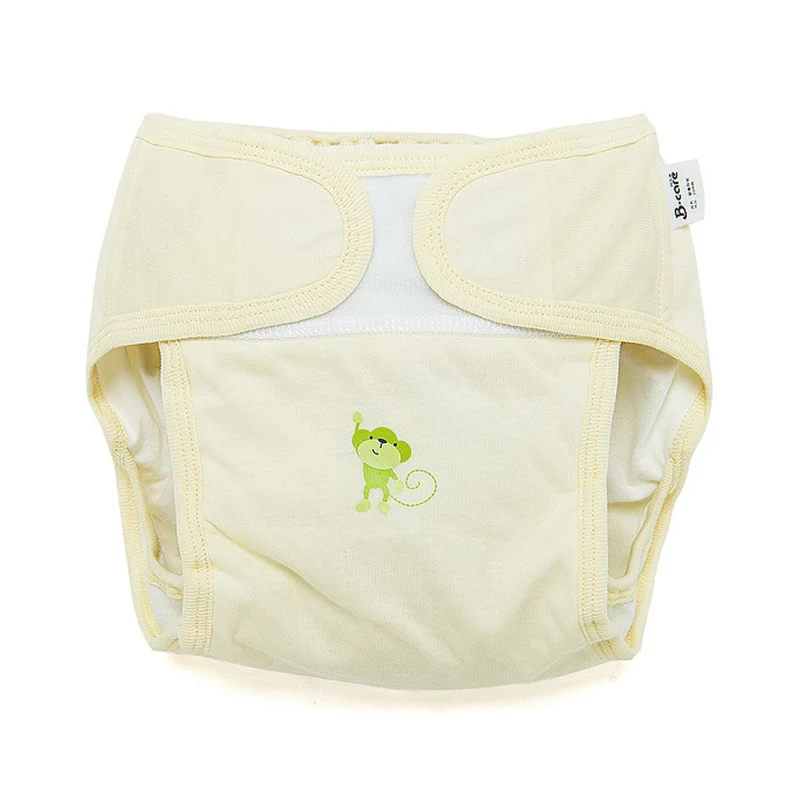 Yellow 1 pc Детские многоразовые подгузники, хлопковые тканевые подгузники, детские подгузники, штаны для тренировок, регулируемый размер, водонепроницаемые и дышащие, 0-18 месяцев - Цвет: Yellow 1 pc