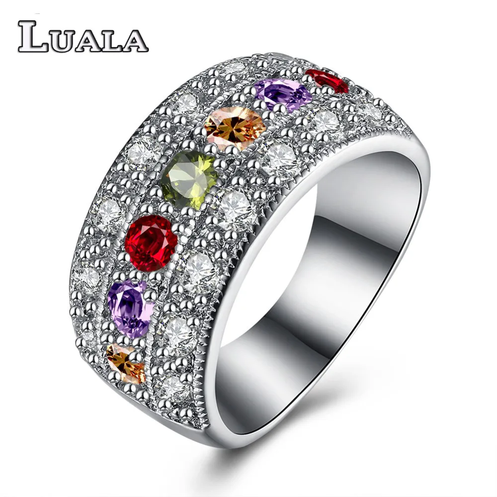 LUALA Мода Красочные Кубический Цирконий Кольца Для Женщин Высокое Качество