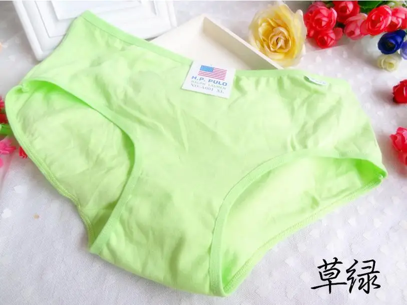 grass green AQ07 новые яркие цвета милые трусы из хлопка Нижнее белье для женщин средняя талия трусы нижнее белье женские XL - Цвет: grass green