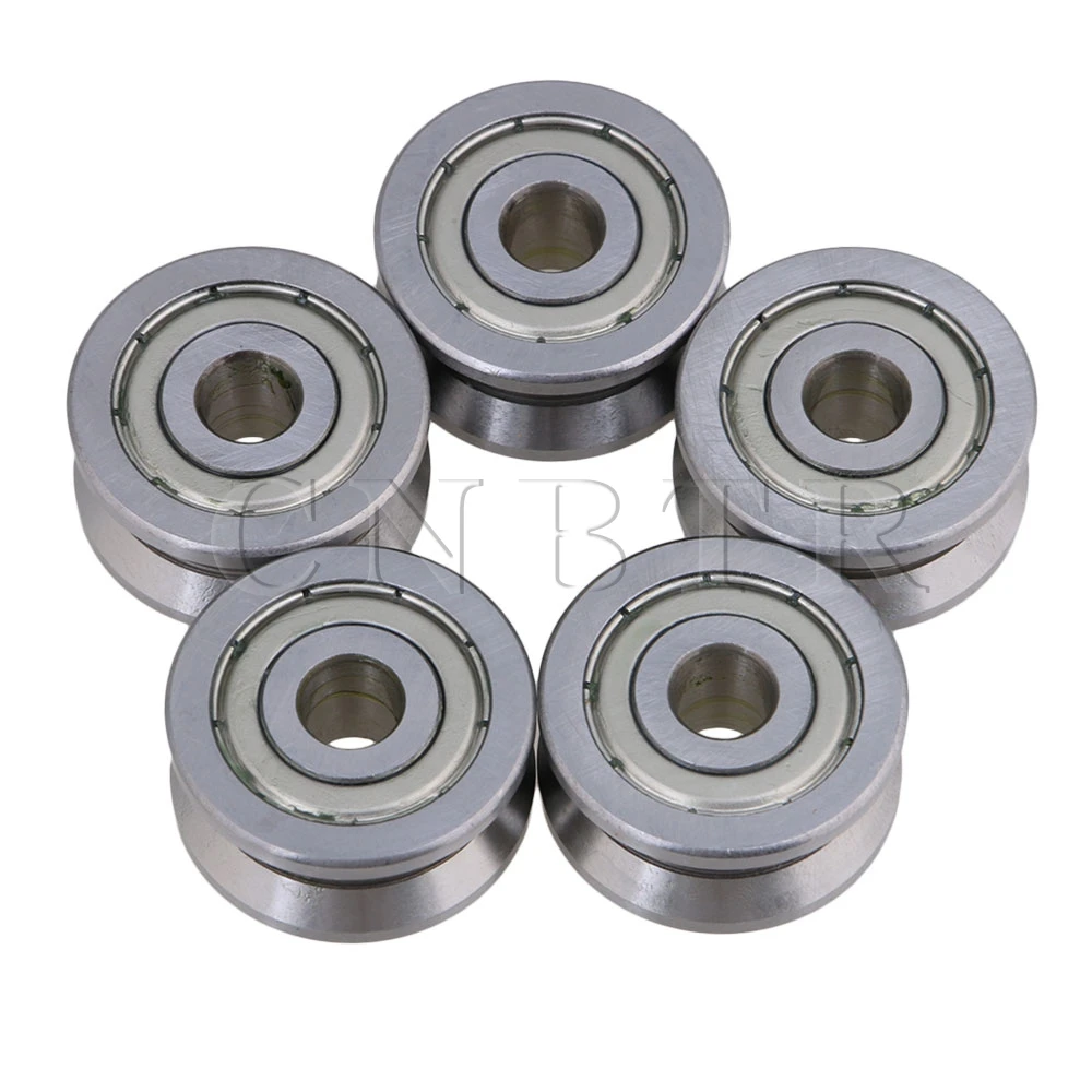 

CNBTR 5pcs Silver V Groove Cylindrical Guide Wheel Track Roller Bearing 8×30×14mm