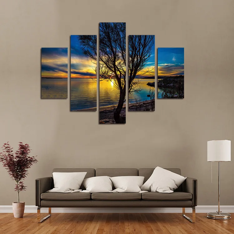 

FIVE PC NO FRAME Sunset trees Oil Painting Printed Oil Painting On Canvas Oil Painting for Home Decor Wall Decor