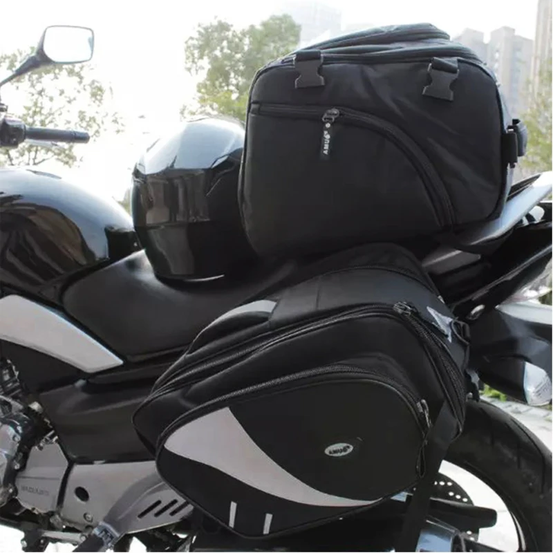 

AMU Motorcycle Saddle Bags Motorbike tank bag Motocross Helmet side Bag with Rain cover Tail Luggage Oxford Bags