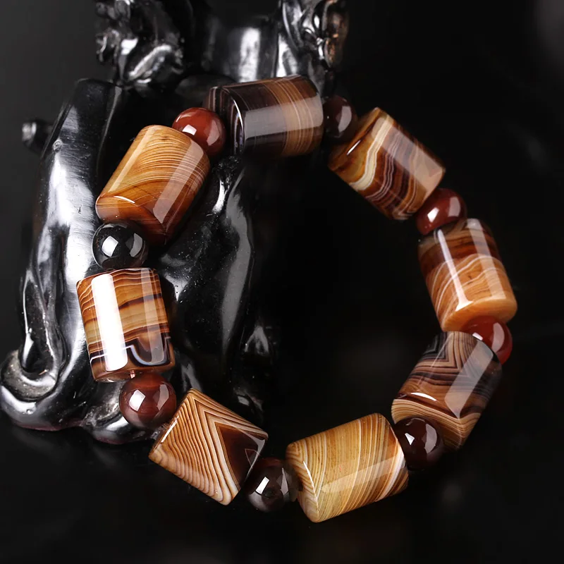 Прямая доставка натуральный бразильский Сардоникс баррель браслет из бисера