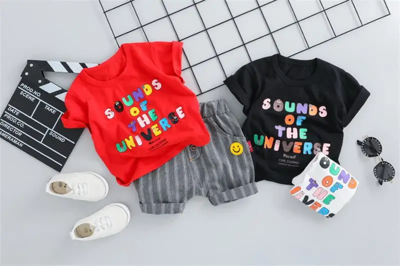 Комплекты летней одежды для малышей комплекты маленьких мальчиков футболка