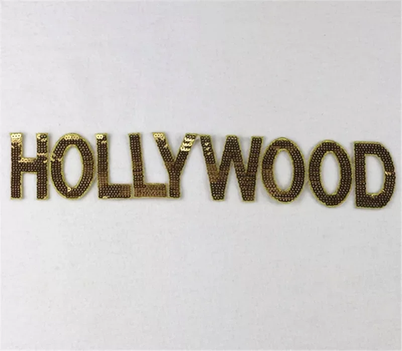 5x28cm Gold Штора для любви Голливуд письмо блестки полоски вышитые патч Аппликация утюг на патчи для одежды стикер - Цвет: 5x28cm Gold