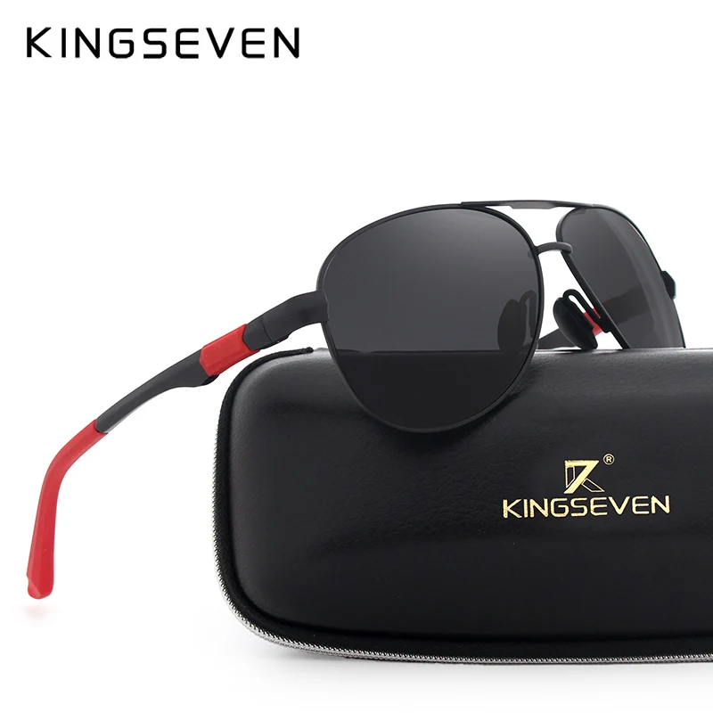 Мужские солнцезащ. Очки в оправе KINGSEVEN черно серые солнцезащитные очки из