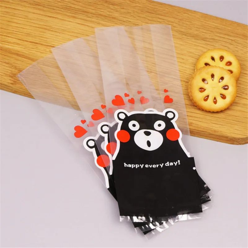 

50pcs Clarity Plastic Biscuit Cookie Bag Cartoon Pattern Sweets Candy Snacks Nougat Packing Baking Packege Decor