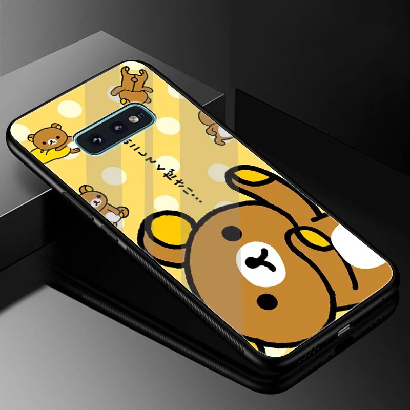Стеклянный чехол Desxz Rilakkuma из ТПУ для Samsung Galaxy Note 8 9 S10 S7 Edge S8 S9 Plus | Мобильные