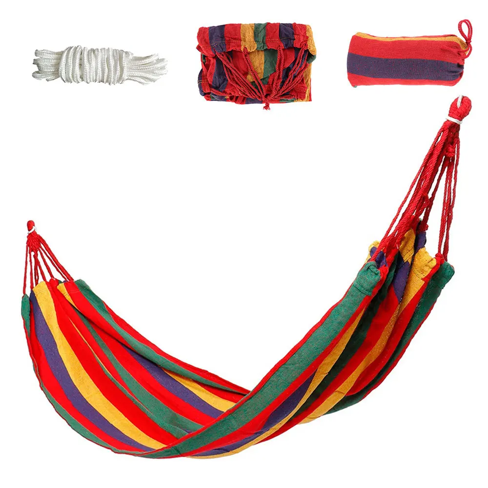 Портативный гамак открытый сад Спорт Путешествия Отдых Свинг Холст полосой