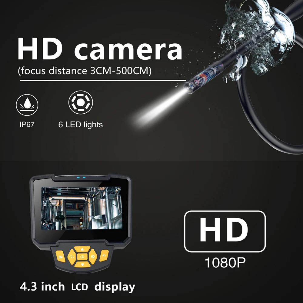 Эндоскоп камера промышленный домашний Ip67 водонепроницаемый Hd Эндоскопы с 4 3
