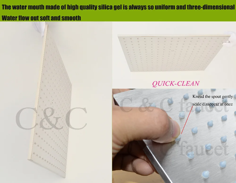 

20 Inch Ceiling Mounted Air Injection Water Saving Head Shower 6 Pcs Massage Spray Jets Bathroom Rainfall Shower Faucet