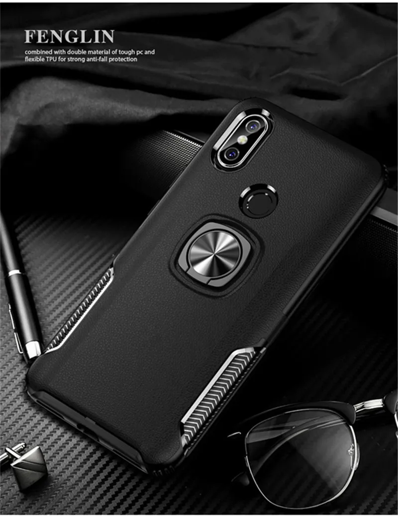Black Защитный чехол для Xio mi 8 SE mi 6 6X Poco F1 чехол Fundas твердая Броня с магнитным кольцом чехол для Xio mi Red mi 6 pro Pocophone F1 чехол - Цвет: Black