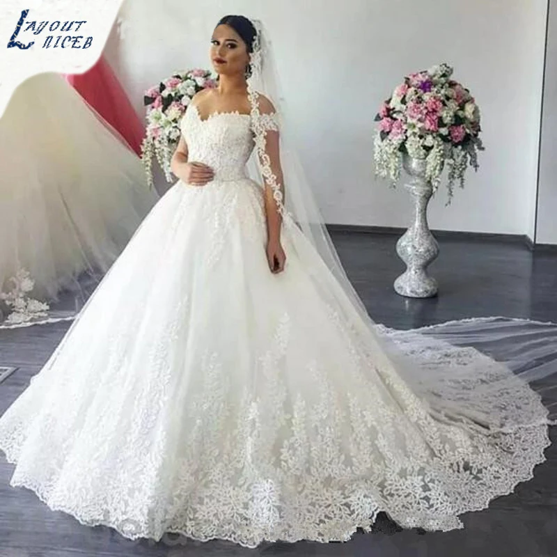 WD0414 свадебное платье на заказ 2018 robe de mariage кружевное с аппликацией Vestido noiva бальное