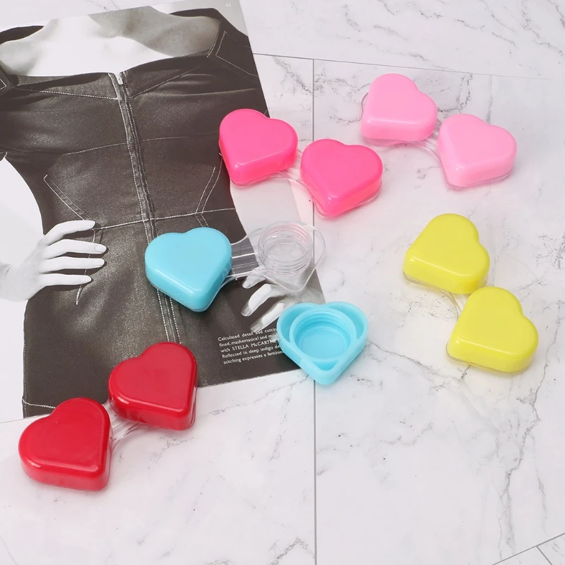 Contact Lens Box Candy Color Heart Shaped Travel Portable Case Storage Container Random delivery | Аксессуары для одежды