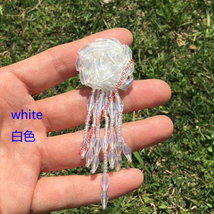 white 4 шт./лот, серые бусины, кисточка, розовый кристалл, Аппликация из бисера для харидресс, черные золотые бусины, нашивка с бахромой, аксессуары для одежды - Цвет: white