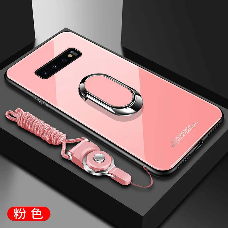 pink Для samsung Galaxy S10 5G Футляр закаленное Стекло с подставкой Кольцо Магнит защитный чехол для samsung s10 5g shell - Цвет: pink