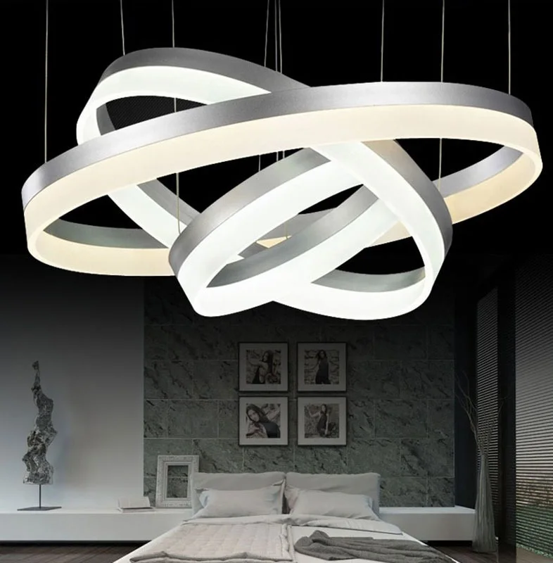 

1/2/3 aluminum ring acrylic LED Ceiling lights Home & Commercial & Office Chandeliers Dimmable Lighting fixture AC110-240V