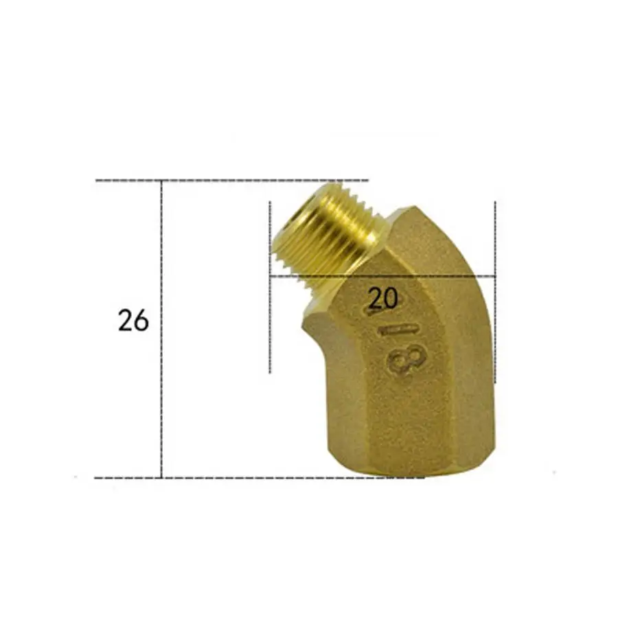 Латунный штуцер с внутренней резьбой NPT 1/8 дюйма на наружную резьбу 45 градусов