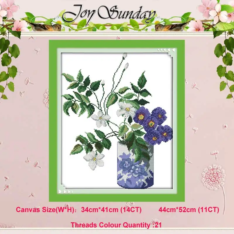 Purple flower vase Пион Лилия тюльпан цветок мака розы Счетный 11CT 14CT Набор для вышивания крестиком DIY DMC Набор для вышивания крестиком рукоделие домашний декор - Цвет: Purple flower vase