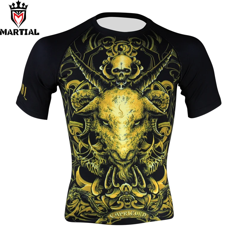 

Боевые искусства: Capricorn оригинальный дизайн rashguard ММА футболки боксерские мужские уличные футболки компрессионный Топ
