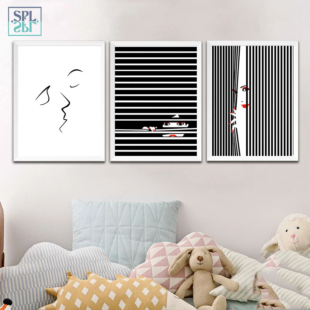 

SPLSPL Modern Black and White Striped Wall Picture Canvas Art Print Home Decoration Painting No Frame