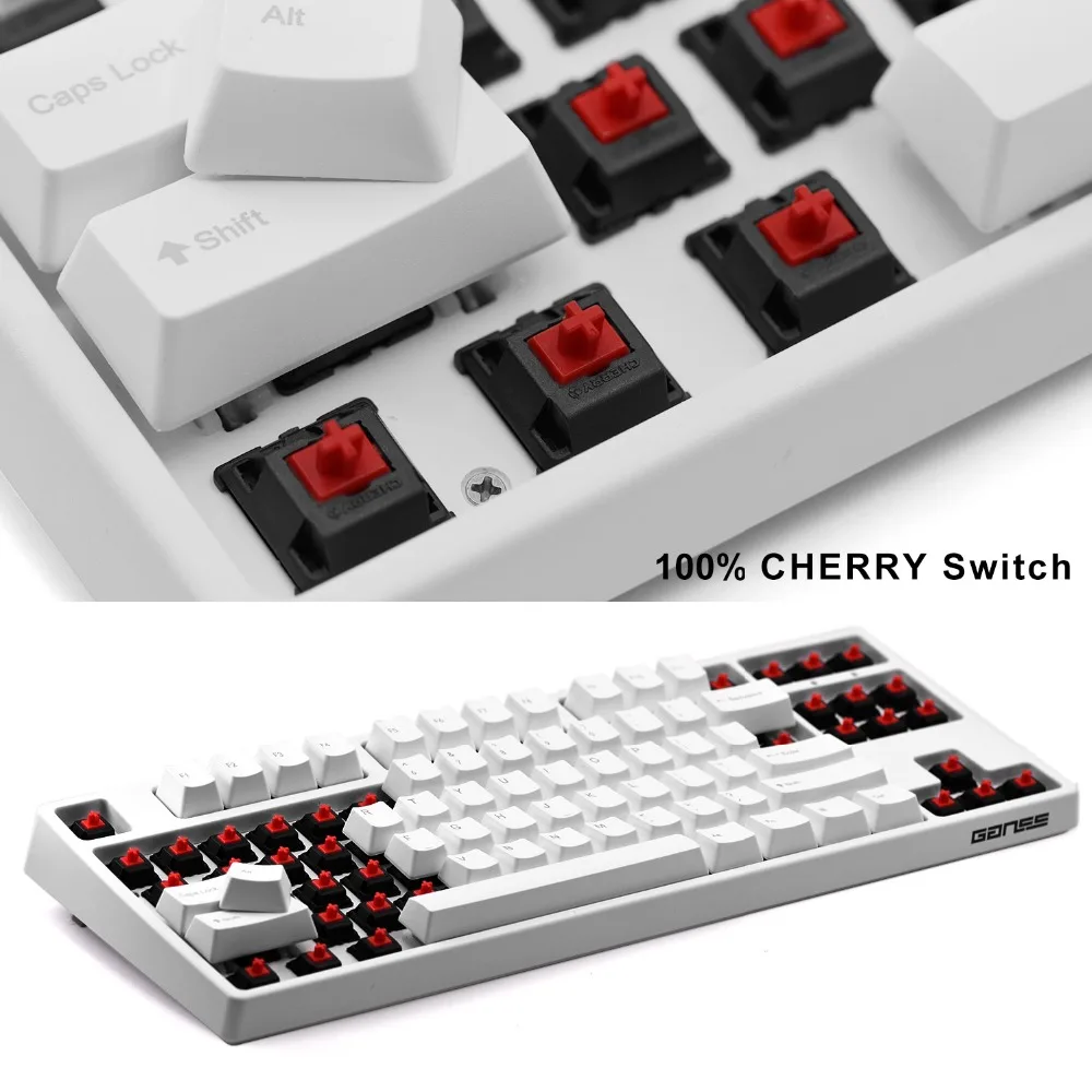 G. S.87C механическая клавиатура [Cherry MX Red Switches] без подсветки TKL 87 key NKRO игровая для