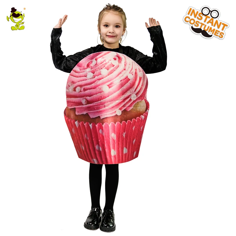 Unisex Ice Cream Cupcake Costume  Cosplay Funny Food Jumpsuit Halloween Role Play Cake Clothing for Boys and Girls
