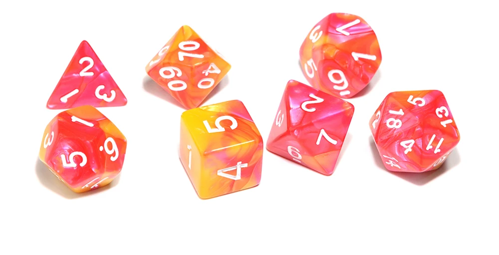 49 шт двухцветные многогранные игральные кости DND с 1 большой сумкой на шнурке для настольных рпгс D4 D6 D8 D10 D% D12 D20