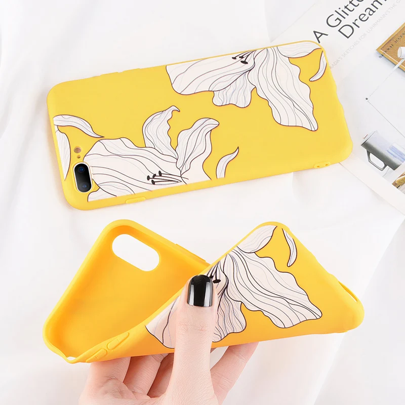 Чехол Moskado для iPhone 6 S 7 8 Plus X чехол красивый милый цветочный узор желтый мягкий ТПУ