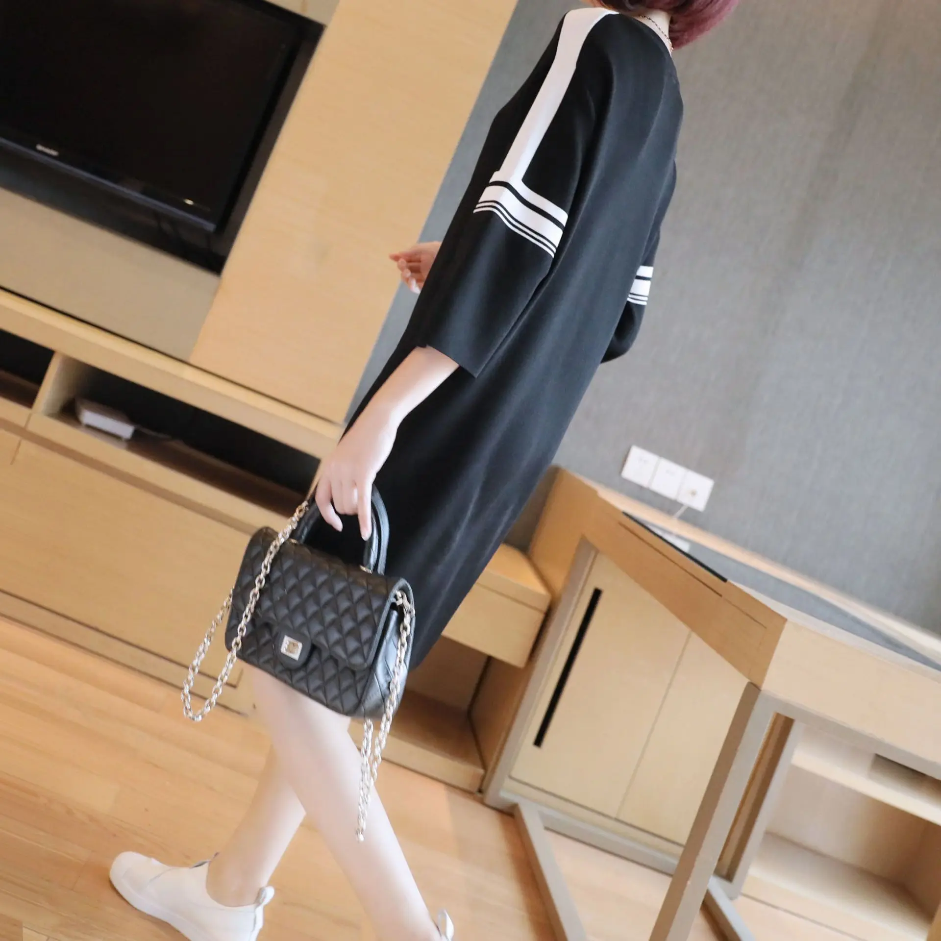 

Spring temperament sweater dress Korean version of the long section loose sweater 2019 spring new women's clothing