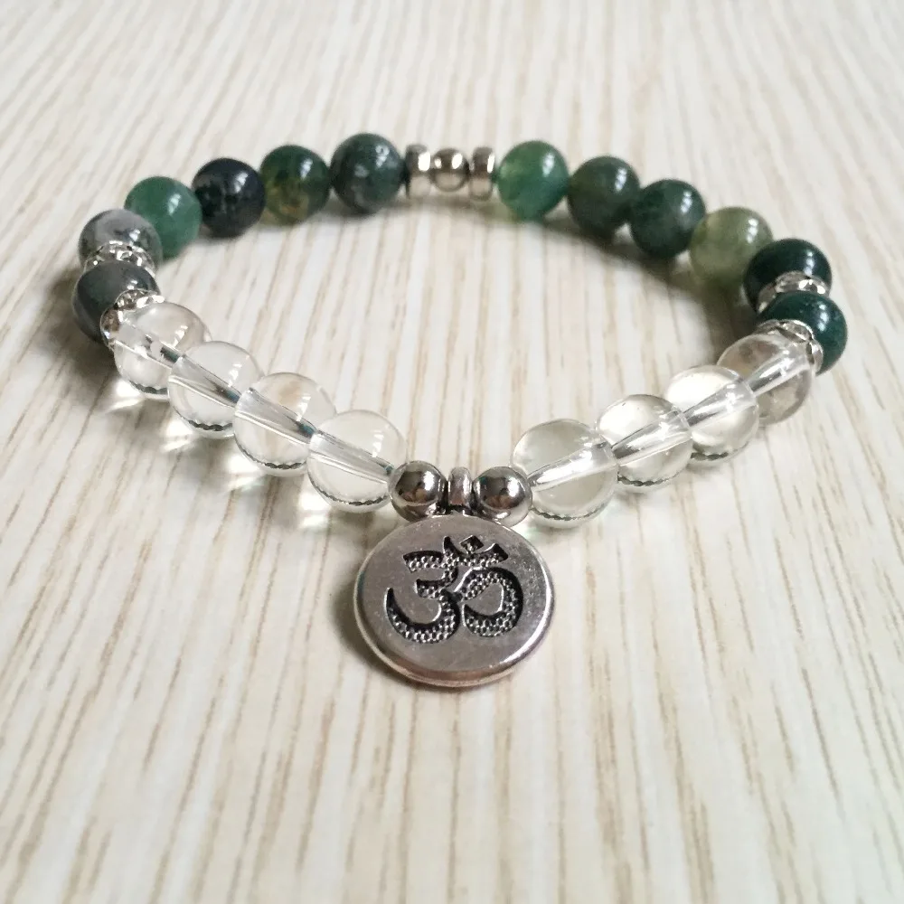 Натуральный агатовый браслет OM 3D кулон для женщин браслеты на запястье молитва