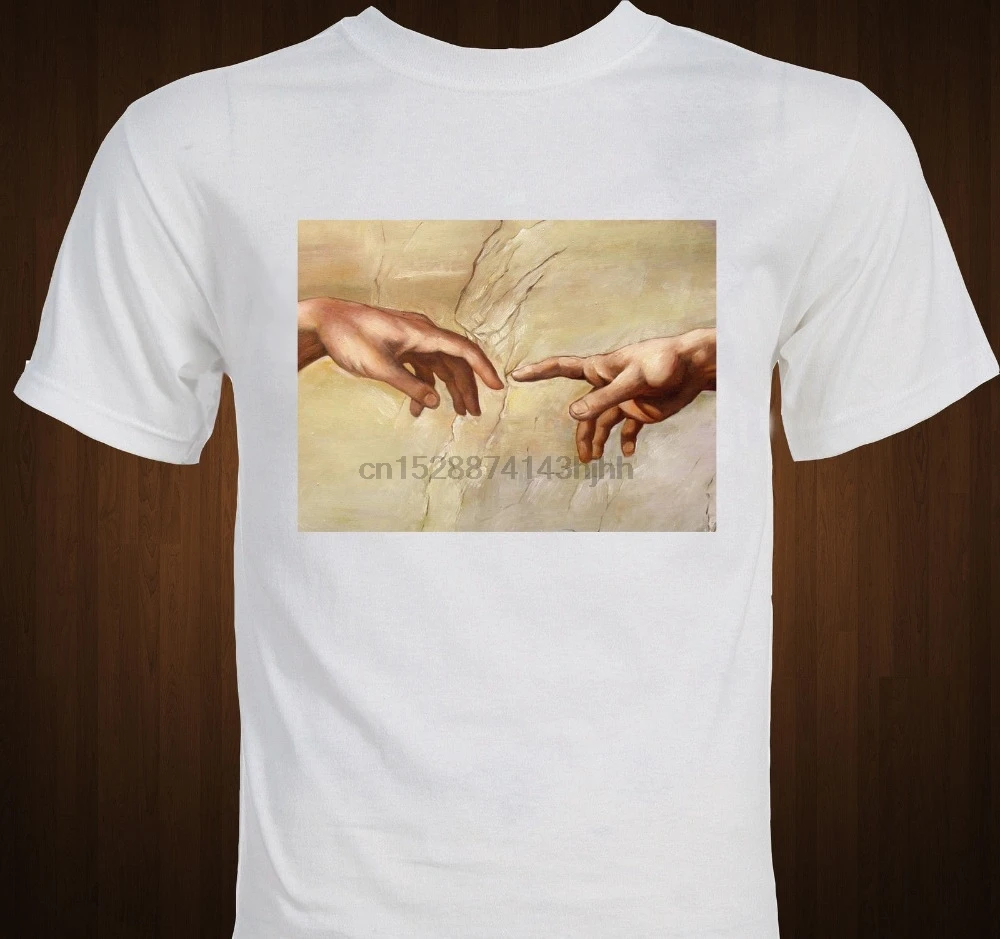 Микаеланжело создание Adam Sistine Chapel Renaissance Art T shirt2018 модные тонкие футболки футболка