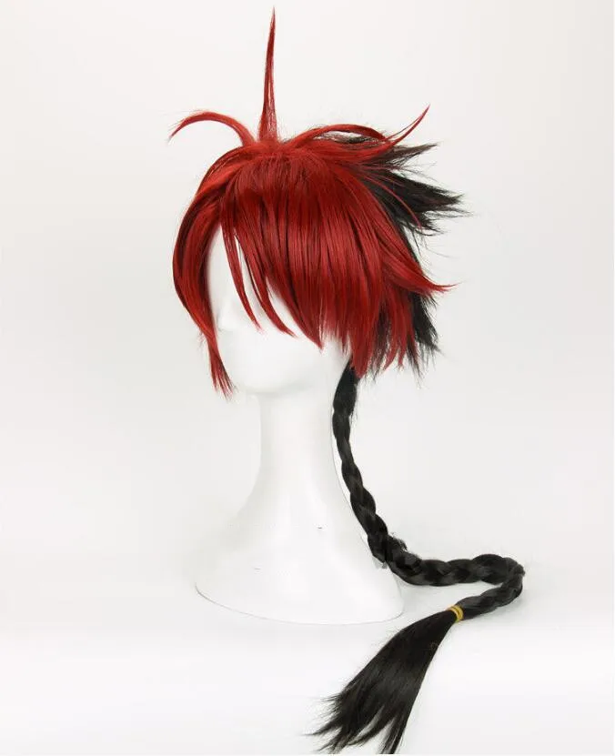Парик Seraph of the End Crowley Eusford в стиле аниме черный красный плетеный косплей парик + |